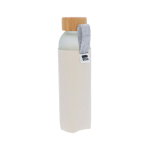 Láhev skleněná s bambusovým víčkem na zakázku CarryFelt Glass bílá