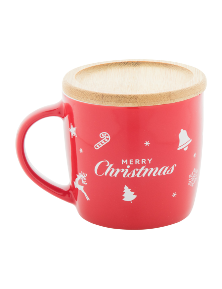 Hrnek vánoční  s bambusovým táckem Salomaa červená