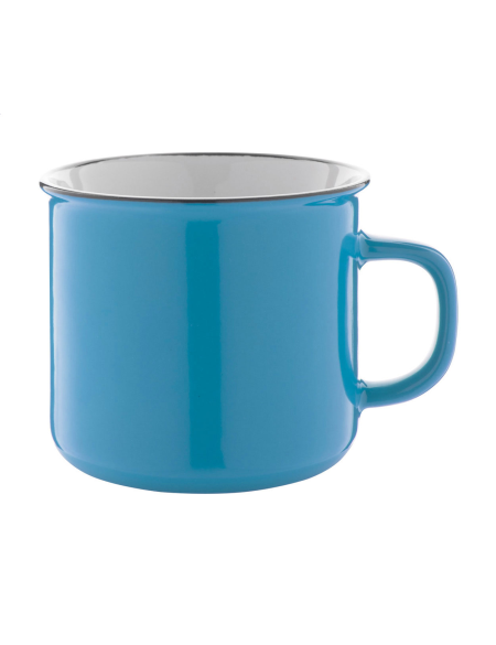 Hrnek retro s černým okrajem a bílým vnitřkem Woodstock černá