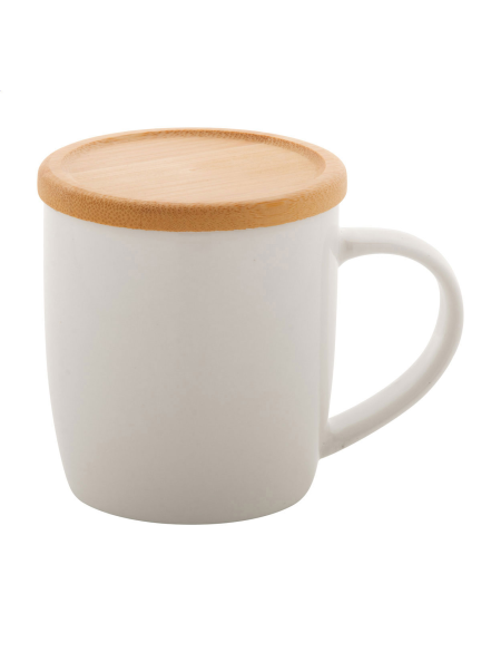 Hrnek porcelánový s bambusovým podtáckem