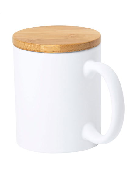 Hrnek keramický s bambusovým víčkem Borgen bílá