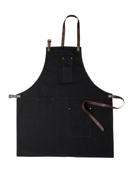 Zástěra bavlněná s řemínky z PU kůže