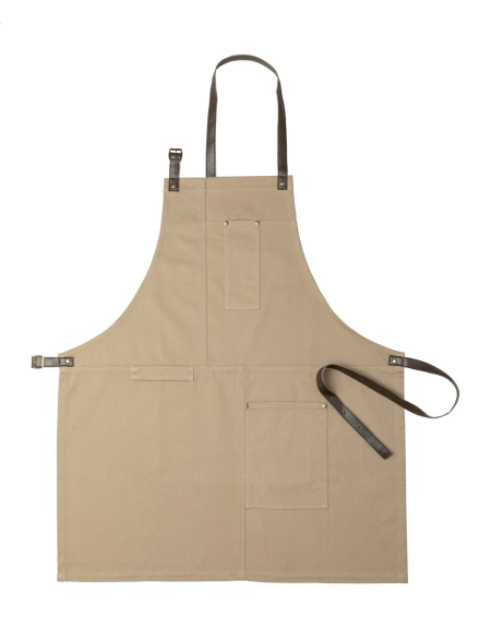 Zástěra bavlněná s řemínky z PU kůže James modrá tmavá