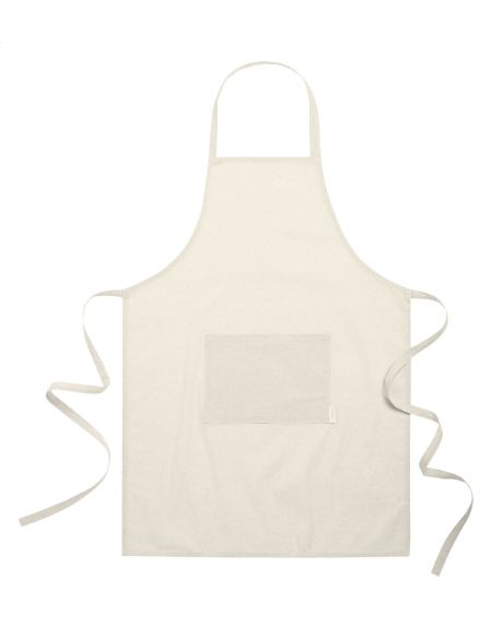 Zástěra z recyklované bavlny s přední kapsou Cuoco béžová
