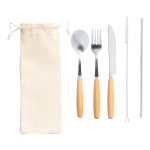 Příbory nerezové s dřevěnou rukojetí Woller stříbrná