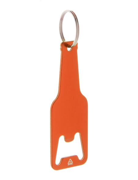 Otvírák z recykl. hliníku s kroužkem na klíče Kaipi oranžová