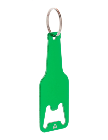 Otvírák z recykl. hliníku s kroužkem na klíče