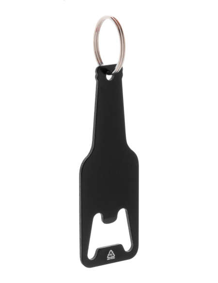 Otvírák z recykl. hliníku s kroužkem na klíče Kaipi černá