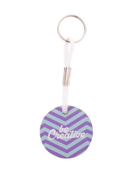 Přívěšek na klíče s barevným páskem na zakázku Woody Plus A bílá