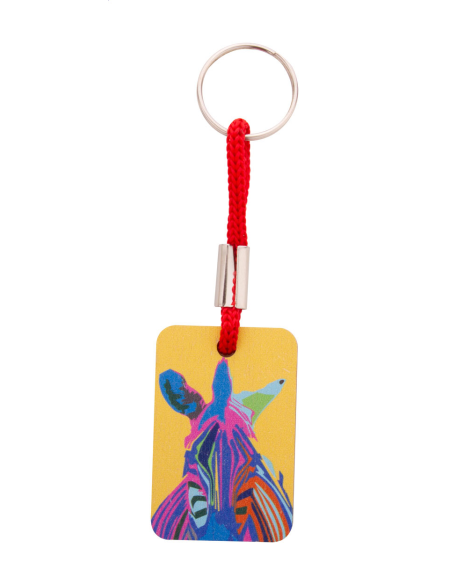 Přívěšek na klíče s barevným páskem na zakázku Woody Plus D červená