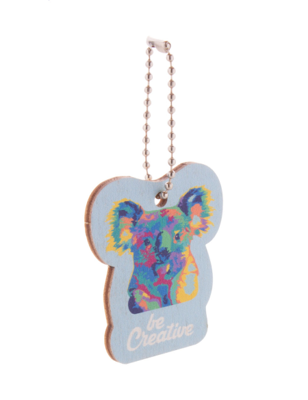 Přívěšek na klíče s kovovým řetízkem CreaFob Wood přírodní