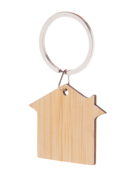 Přívěšek na klíče z bambusu domeček Boohom