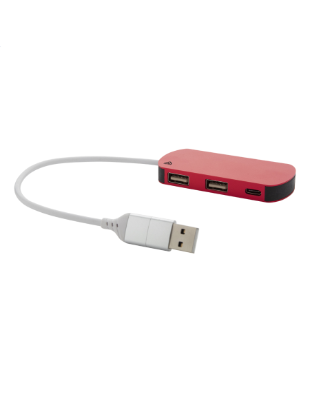 USB hub hliníkový Relahub červená