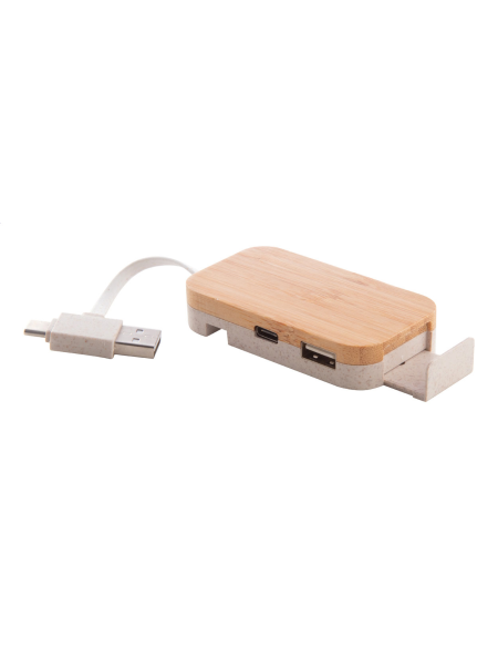 USB hub plastový Holbaru přírodní