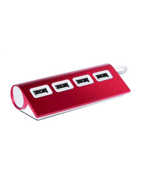 USB hub hliníkový se 4 porty Wudge červená