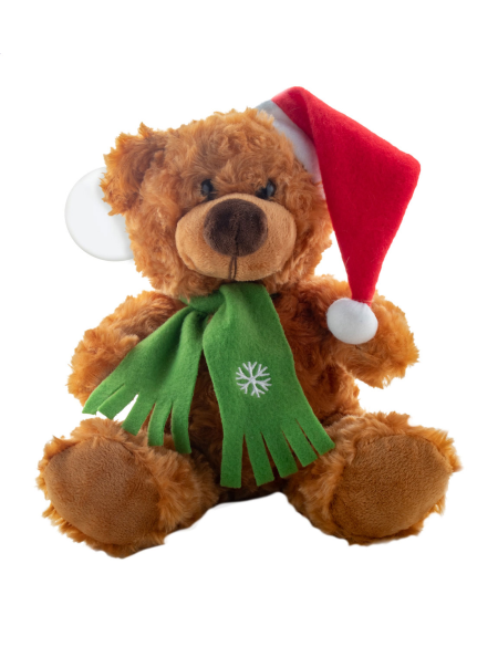 Plyšový medvídek se santa čepicí a šálou