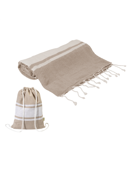 Ručník plážový z recykl. bavlny a vak