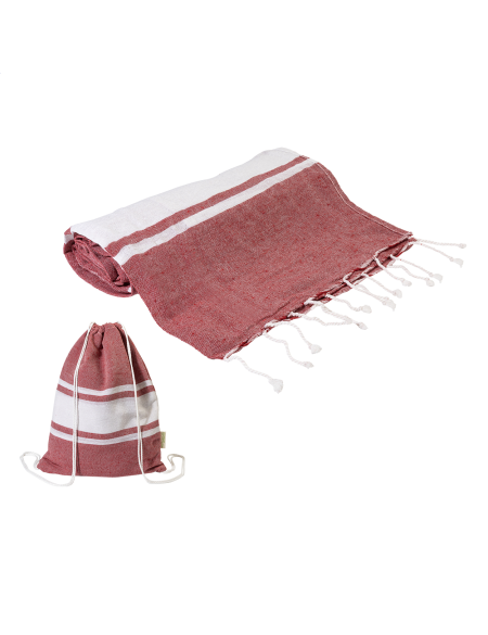 Ručník plážový z recykl. bavlny a vak