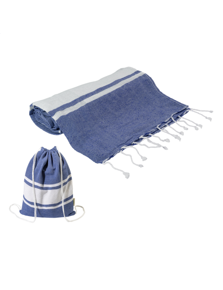 Ručník plážový z recykl. bavlny a vak