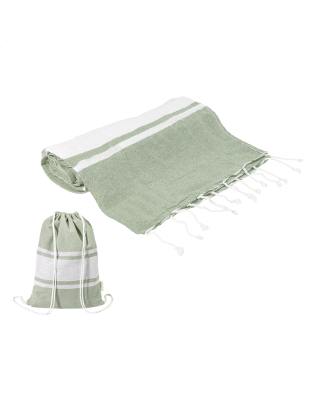 Ručník plážový z recykl. bavlny a vak Tortuga přírodní