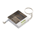 Přívěšek na klíče s metrem a vodováhou Level bílá