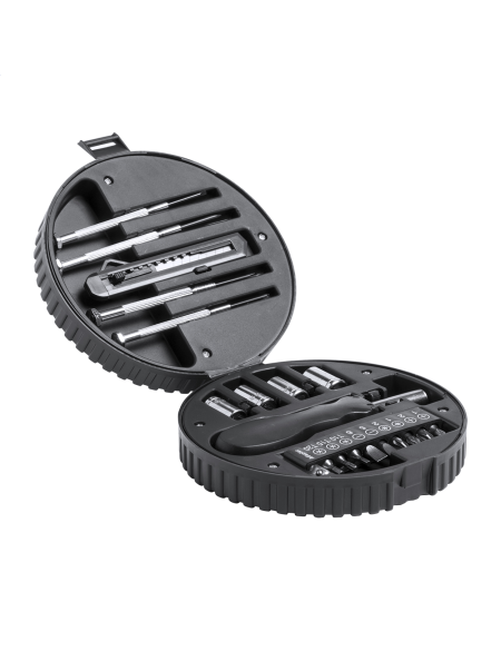 Sada nářadí v obalu ve tvaru kola od auta