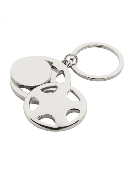 Přívěšek na klíče ve tvaru volantu se žetonem Dromo stříbrná