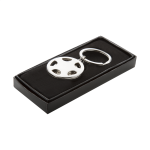 Přívěšek na klíče ve tvaru volantu se žetonem Dromo stříbrná